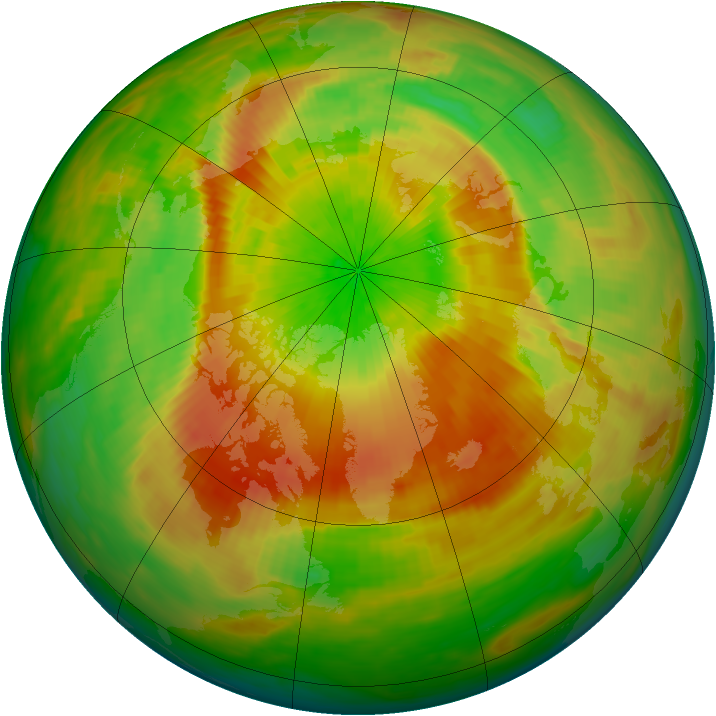 Arctic ozone map for 16 April 1990